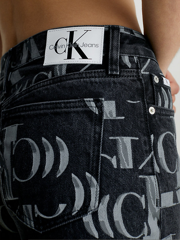 denim black straight jeans met allover logo voor dames - calvin klein jeans