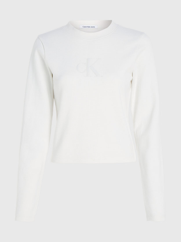 ivory waffle cotton long sleeve t-shirt for women calvin klein jeans