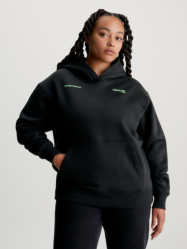 ck black relaxed hoodie met logo-applicatie voor dames - calvin klein jeans