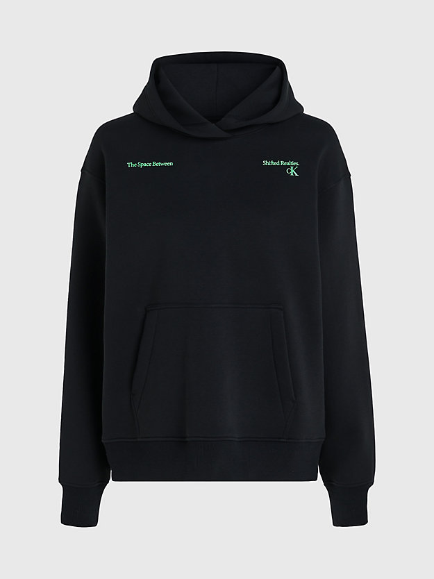 ck black relaxed logo appliqué hoodie for women calvin klein jeans