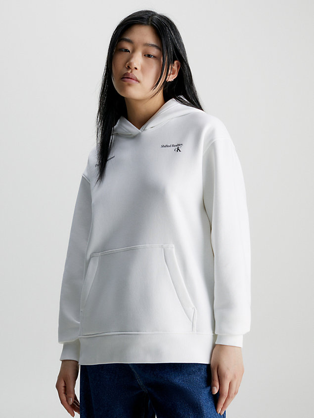 sweat-shirt à capuche relaxed avec logo appliqué white pour femmes calvin klein jeans