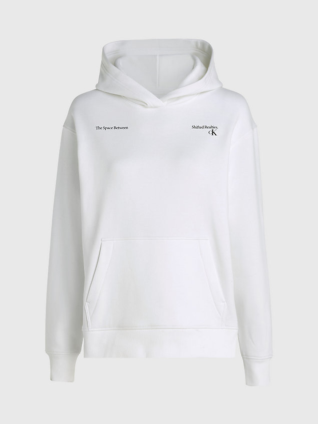 white lässiger hoodie mit logo-applikation für damen - calvin klein jeans