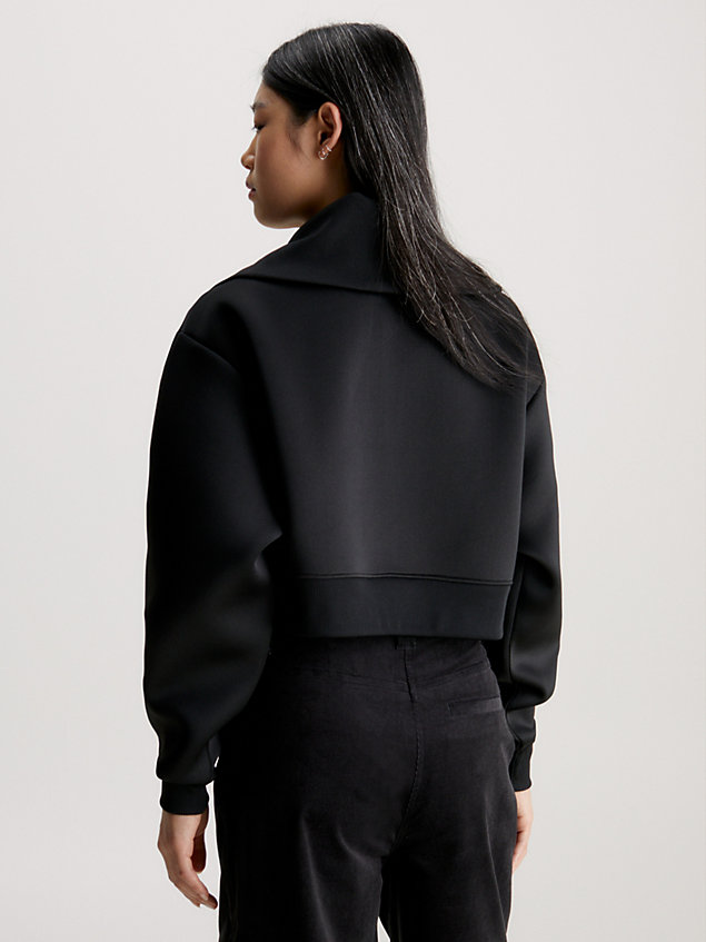 black relaxed zip neck sweatshirt for women calvin klein jeans