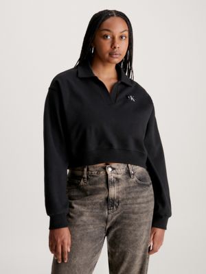 Black cropped outlet polo