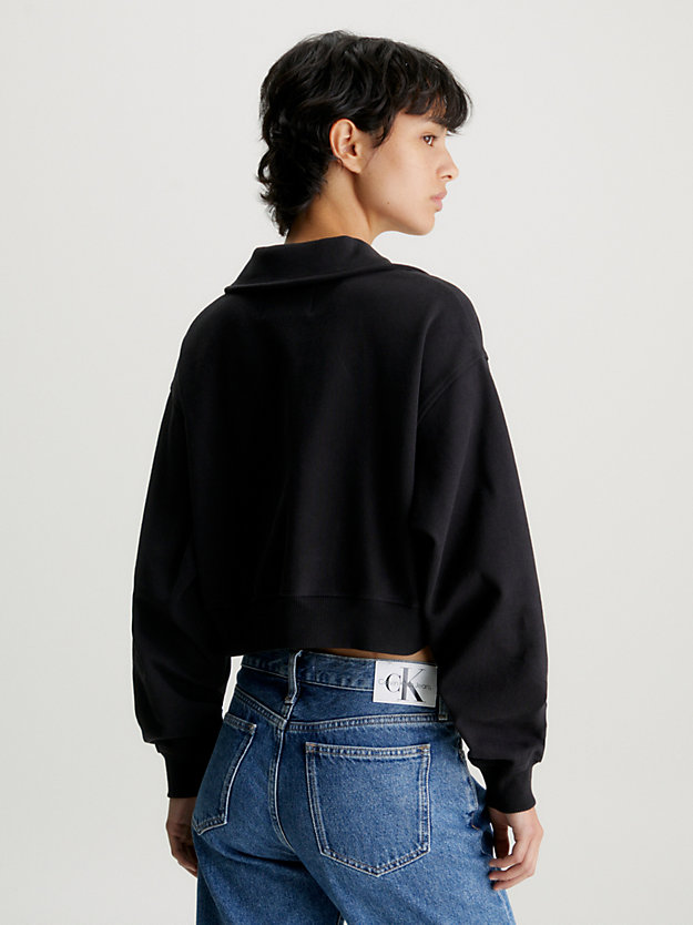 sudadera tipo polo cropped ck black de mujer calvin klein jeans