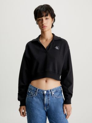 Calvin klein deals black cropped hoodie