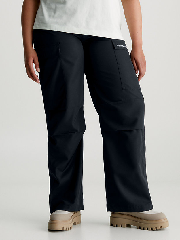 ck black relaxed straight cargo pants for women calvin klein jeans