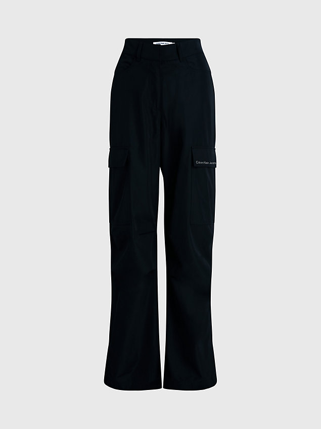 black relaxed straight cargo pants for women calvin klein jeans