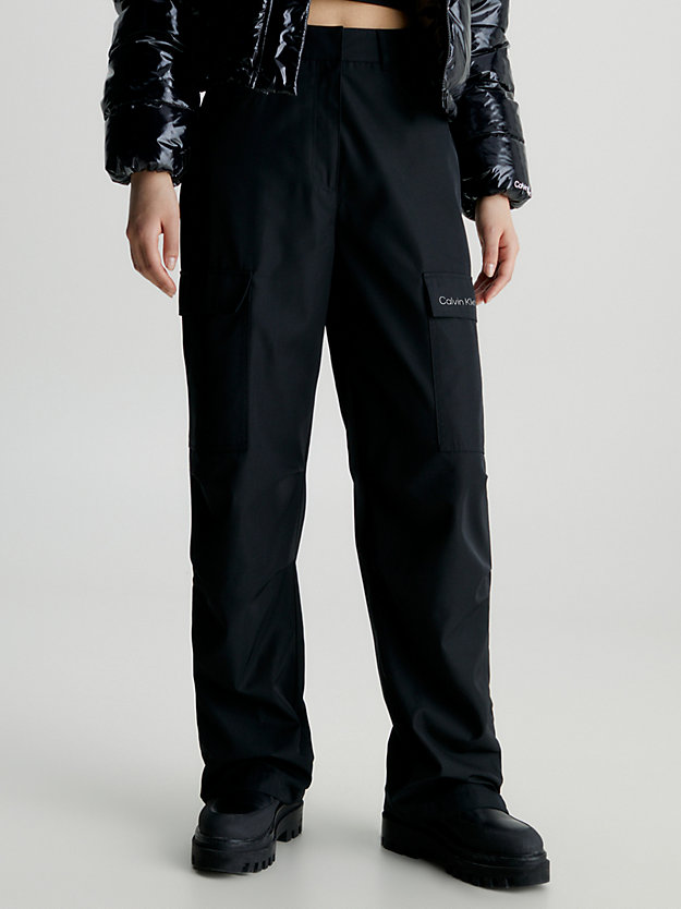 ck black relaxed straight cargo pants for women calvin klein jeans