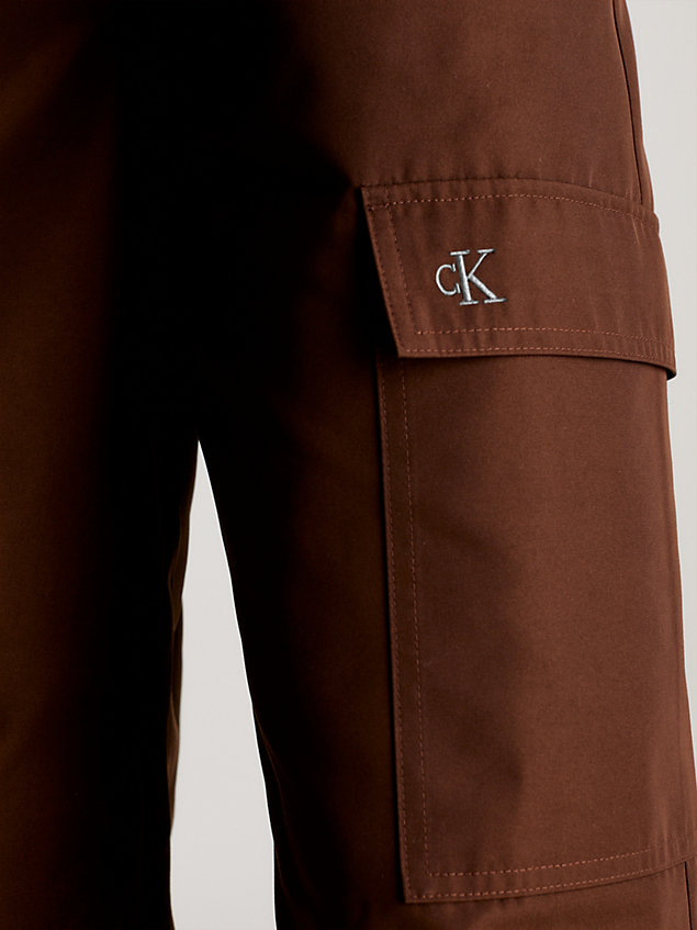 brown relaxed straight cargo pants for women calvin klein jeans