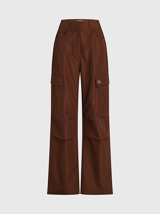 brown swobodne proste bojówki dla kobiety - calvin klein jeans