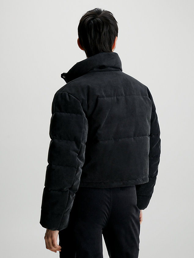 black krótka sztruksowa kurtka puchowa dla kobiety - calvin klein jeans