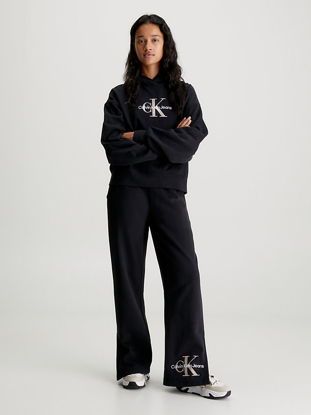 pantalon de jogging bio à base fendue black pour femmes calvin klein jeans