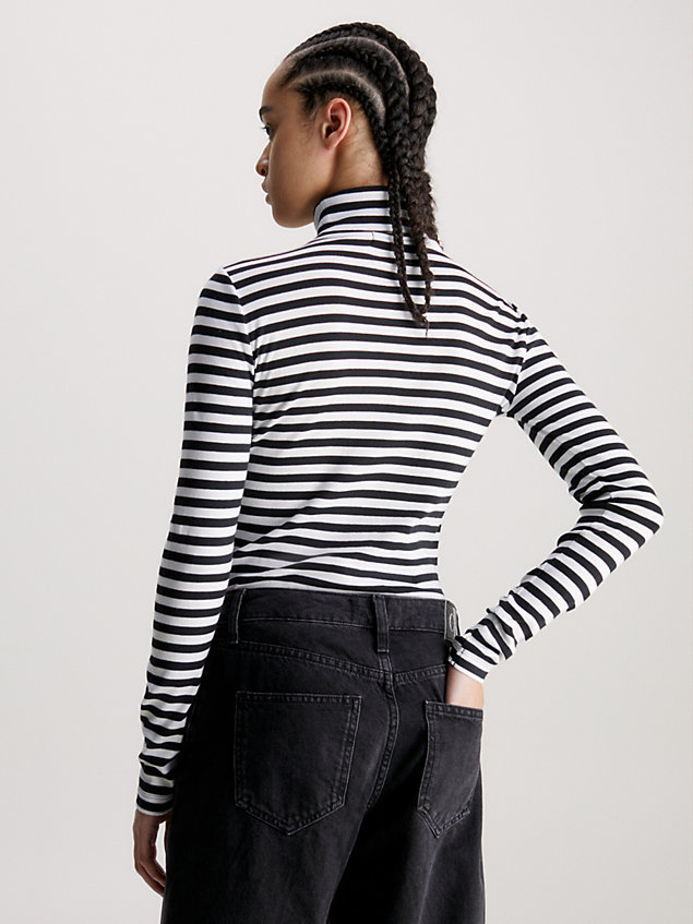 black fitted stripe roll neck top for women calvin klein jeans