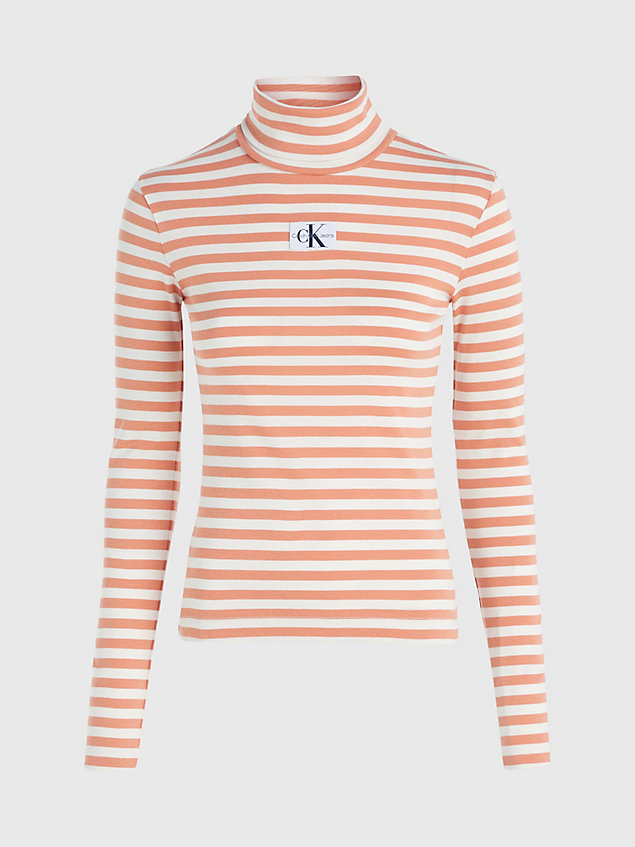 white fitted stripe roll neck top for women calvin klein jeans