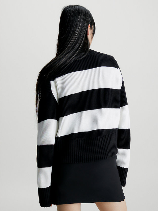ck black/bright white stripes relaxed roll neck jumper for women calvin klein jeans