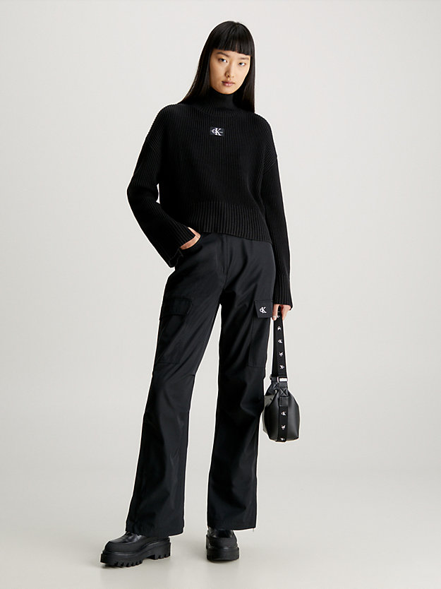 ck black relaxed roll neck jumper for women calvin klein jeans