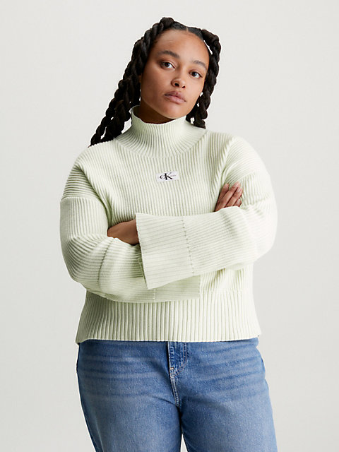 green swobodny sweter z golfem dla kobiety - calvin klein jeans