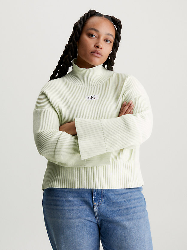 pull relaxed à col roulé canary green pour femmes calvin klein jeans