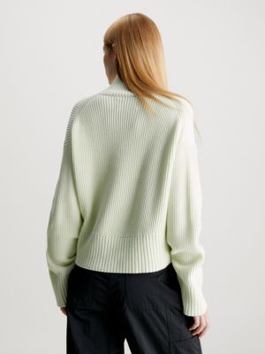 canary green lässiger pullover mit rollkragen für damen - calvin klein jeans