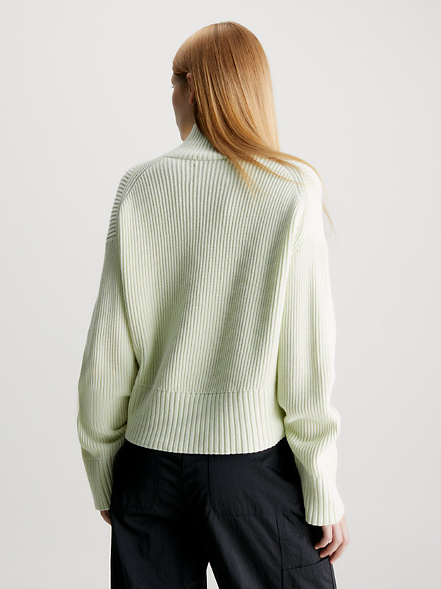 canary green relaxed roll neck jumper for women calvin klein jeans