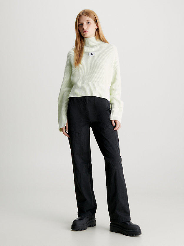 canary green relaxed roll neck jumper for women calvin klein jeans