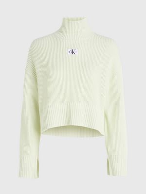 canary green lässiger pullover mit rollkragen für damen - calvin klein jeans