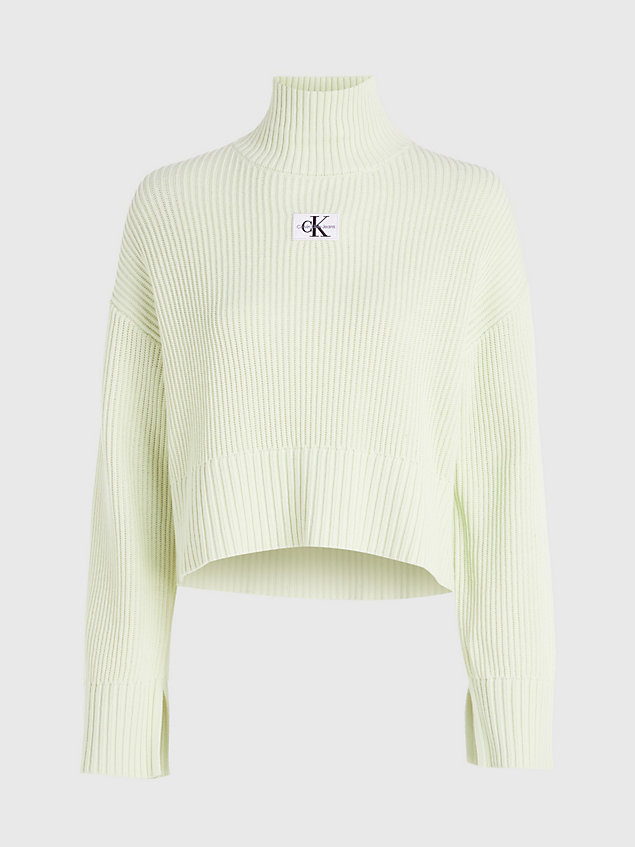 green swobodny sweter z golfem dla kobiety - calvin klein jeans