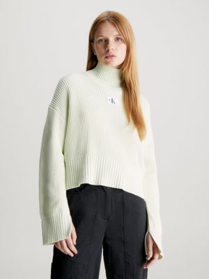 jersey de cuello vuelto holgado green de mujeres calvin klein jeans