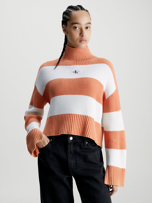 white swobodny sweter z golfem dla kobiety - calvin klein jeans