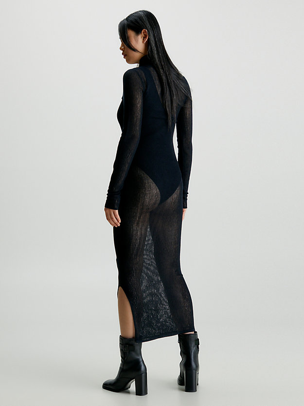 ck black sheer knit bodycon maxi dress for women calvin klein jeans