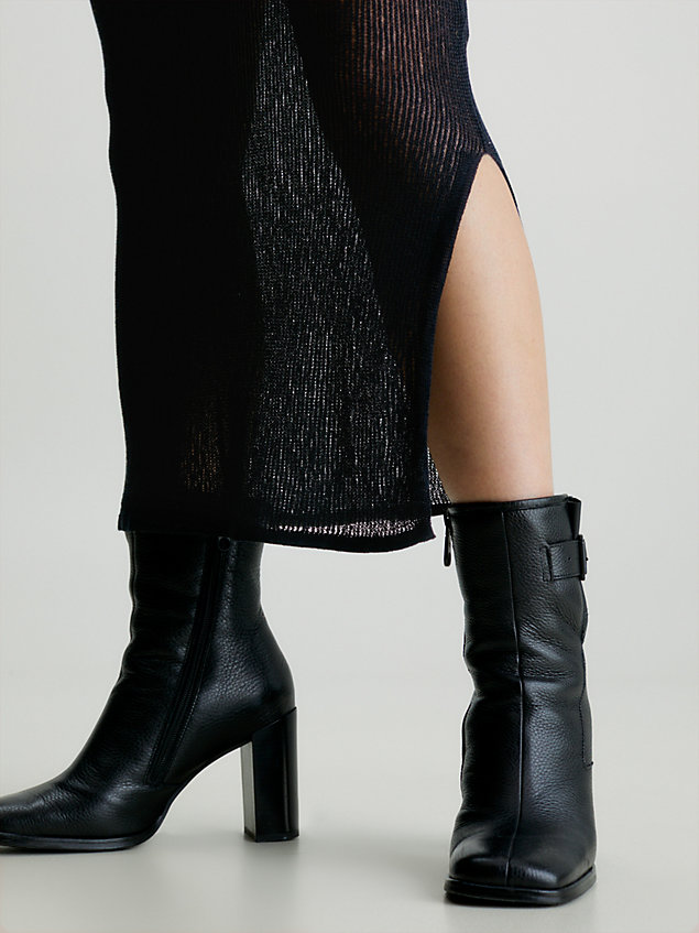 black sheer knit bodycon maxi dress for women calvin klein jeans