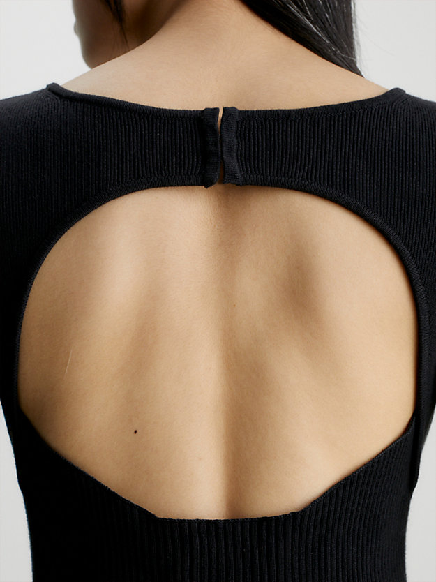 ck black bawełniana dzianinowa sukienka z odkrytymi plecami dla kobiety - calvin klein jeans