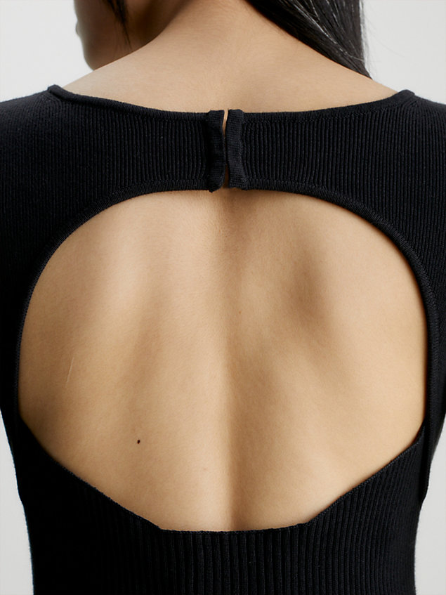 vestido con espalda abierta de punto de algodón black de mujer calvin klein jeans