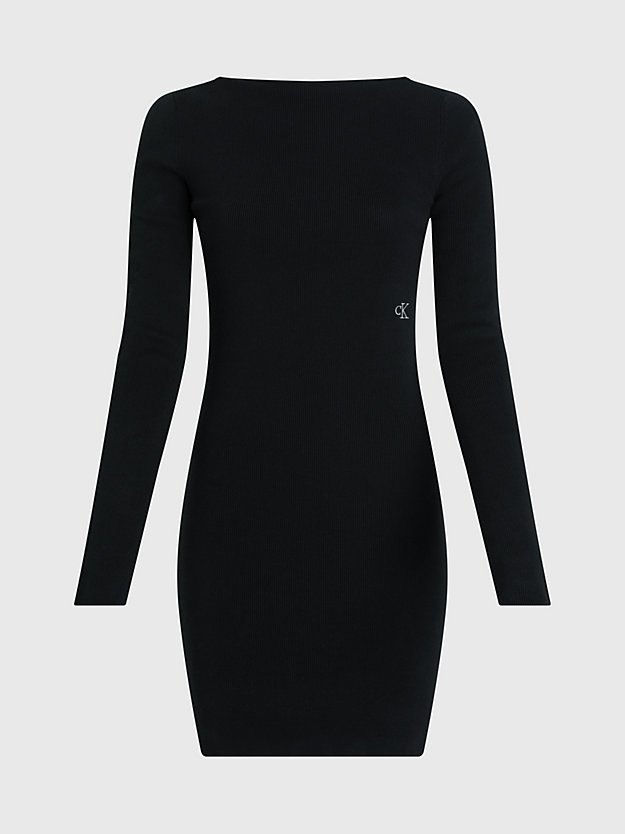 ck black bawełniana dzianinowa sukienka z odkrytymi plecami dla kobiety - calvin klein jeans