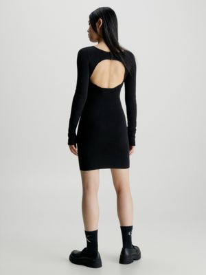 Cotton Knit Open Back Dress Calvin Klein® | J20J222277BEH | Strickkleider