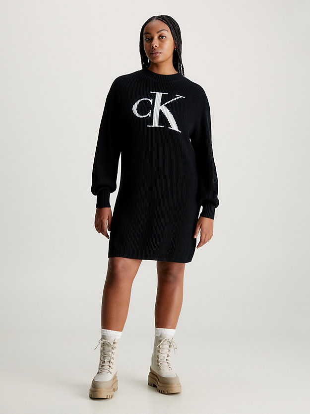 robe-pull avec monogramme ck black pour femmes calvin klein jeans