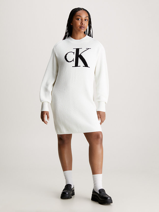robe-pull avec monogramme ivory pour femmes calvin klein jeans