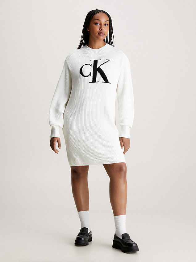robe-pull avec monogramme white pour femmes calvin klein jeans