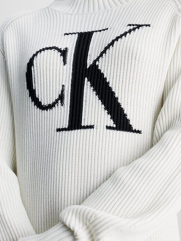 robe-pull avec monogramme white pour femmes calvin klein jeans