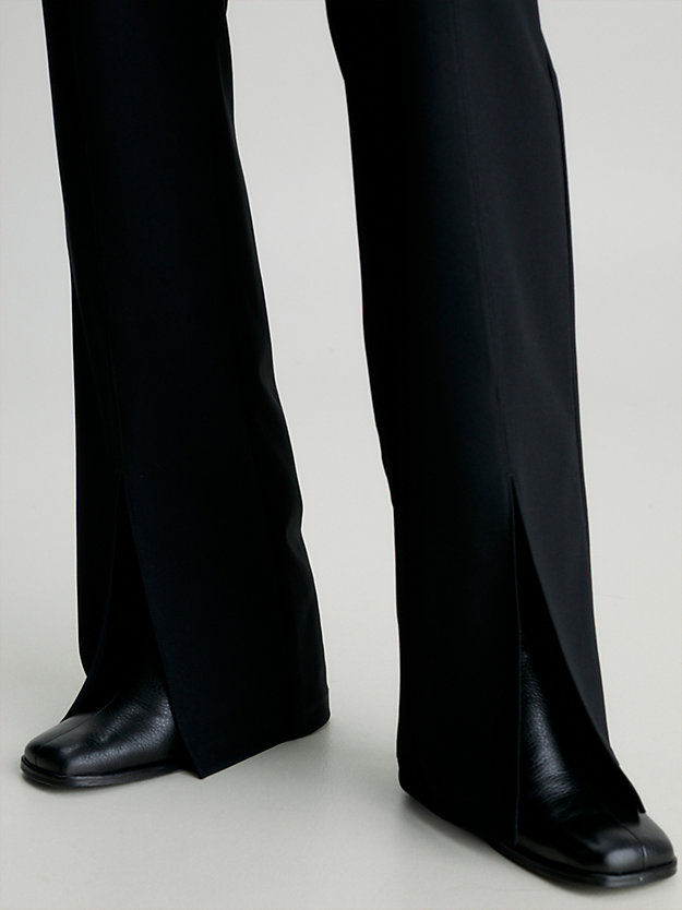 ck black split hem belted trousers for women calvin klein jeans