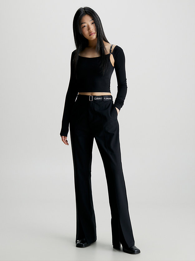 pantalon avec ceinture et base fendue ck black pour femmes calvin klein jeans