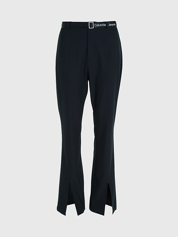 ck black spodnie z paskiem i rozcięciami u dołu dla kobiety - calvin klein jeans