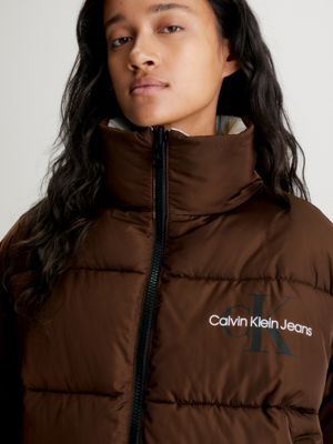 Calvin Klein Jeans two-tone ripstop puffer jacket in iridescent purple