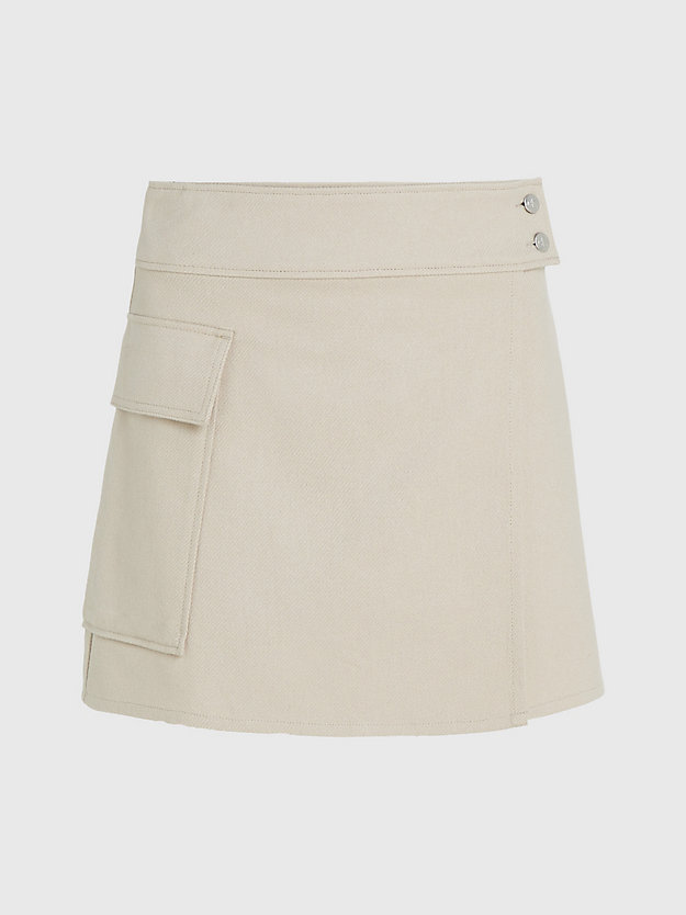 plaza taupe cotton flannel utility wrap skirt for women calvin klein jeans