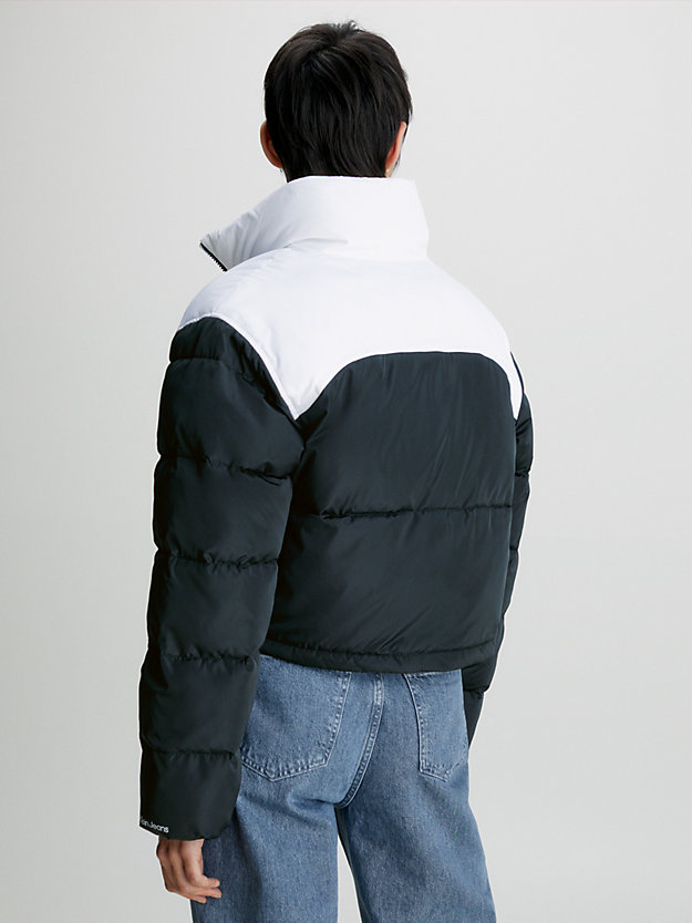 ck black/bright white colour block puffer jacket for women calvin klein jeans