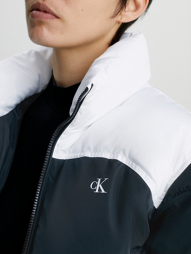 ck black/bright white colour block puffer jacket for women calvin klein jeans
