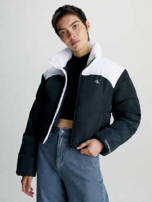 Black colour shop block puffer jacket