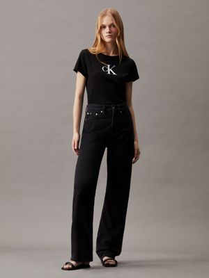 CALVIN KLEIN JEANS - Women's slim T-shirt with logo - Black - OT