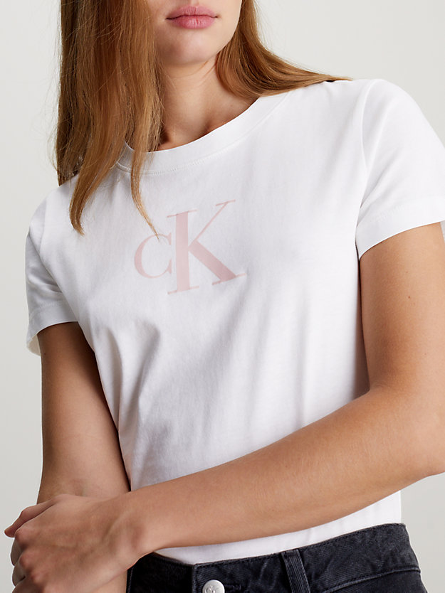 pvh white slim monogram t-shirt voor dames - calvin klein jeans